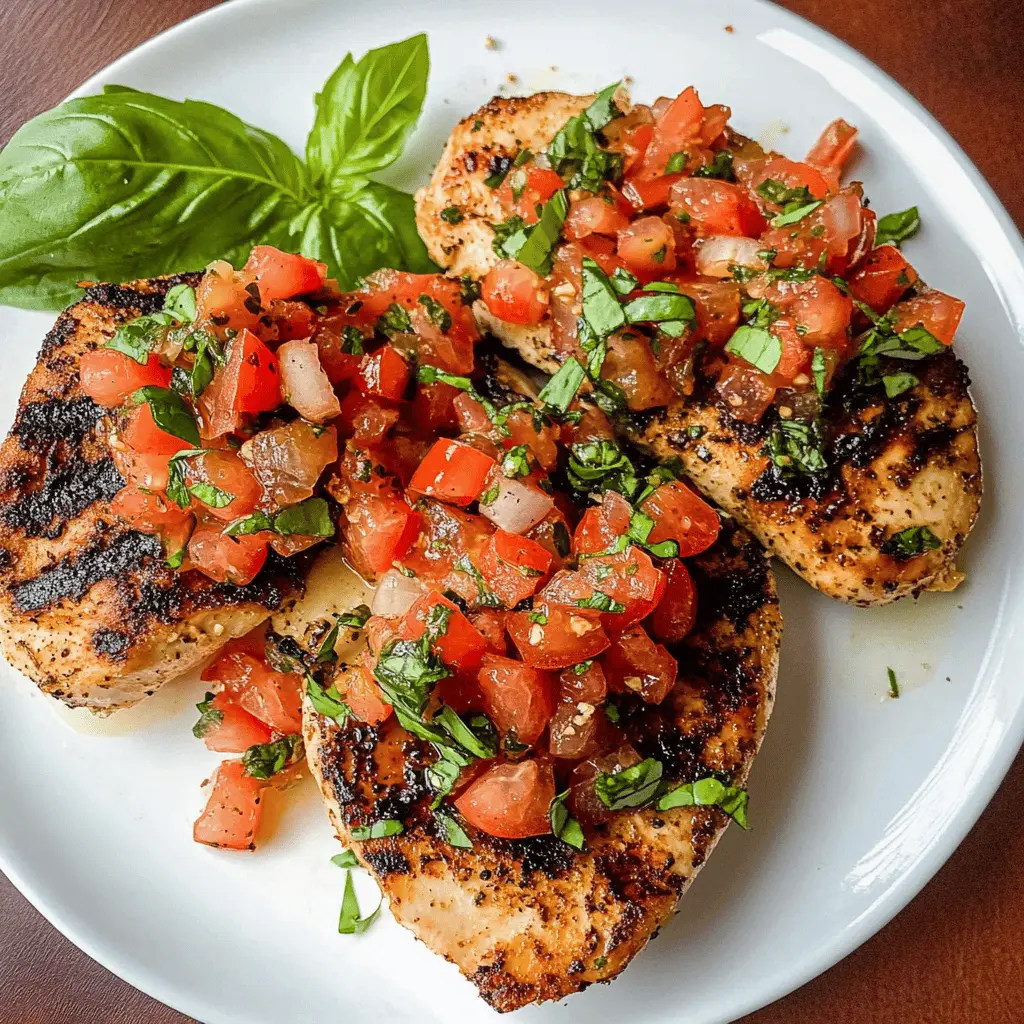This 30-minute Grilled Bruschetta Chicken is a fresh and flavorful delight! Juicy chicken breasts topped with vibrant tomatoes, basil, and mozzarella are perfect for a quick weeknight dinner or summer cookout. Ideal for meal prepping or impressing guests. Save this recipe for an easy and tasty meal anytime!
