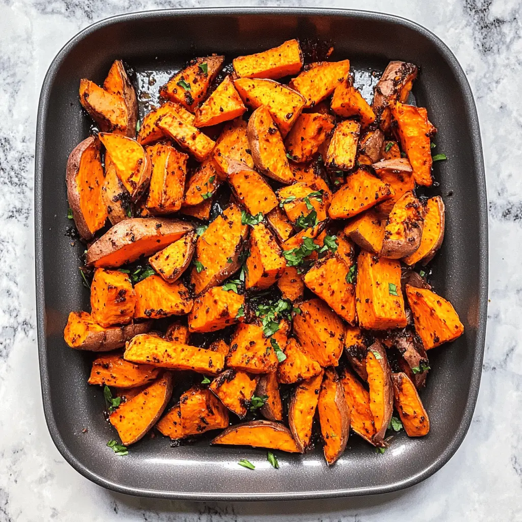 These Best Ever Roasted Sweet Potatoes are the perfect blend of crispy on the outside and perfectly tender on the inside. Tossed with olive oil, salt, and pepper, they bring out the natural sweetness and earthy flavor of sweet potatoes. A fantastic side dish for any meal, save this pin for your next family dinner or holiday feast!