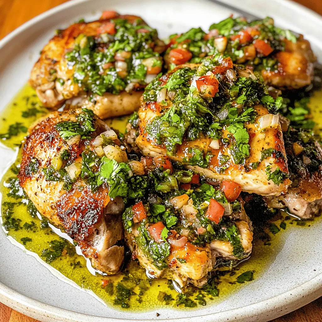 Juicy chicken thighs marinated in a vibrant chimichurri sauce make for a mouthwatering dish everyone will love. This recipe is perfect for summer barbecues or easy weeknight dinners. Packed with fresh herbs and zesty flavors, it’s sure to impress. Save this pin for your next cookout and enjoy the deliciousness!
