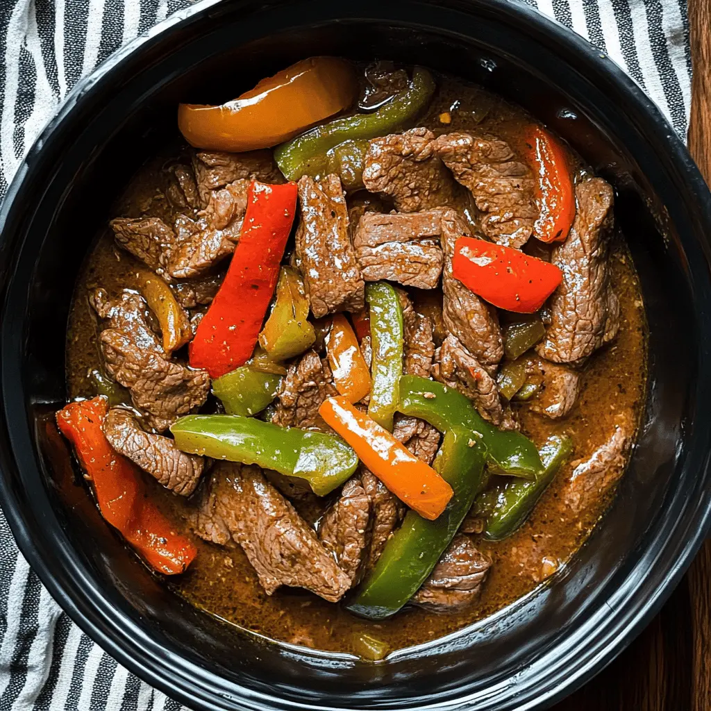 Tender beef, bell peppers, and onions come together in this easy Crock Pot Pepper Steak recipe! Perfect for busy weeknights, this dish simmers in a savory sauce that brings comfort to the table. Save this for your next family dinner or meal prep session, and enjoy a flavorful meal with minimal effort!