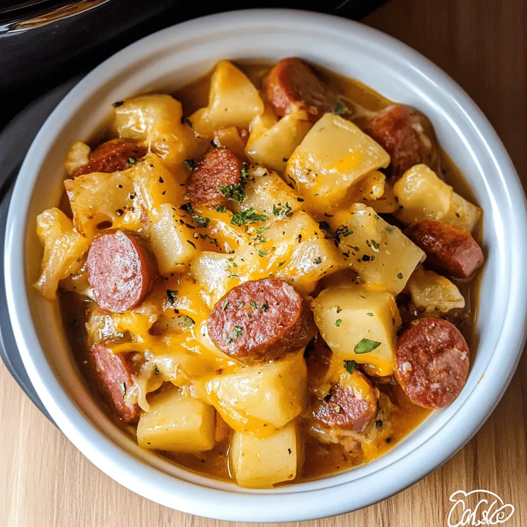 Cozy up with this easy Crockpot Cheesy Kielbasa Meal! Made with tasty kielbasa, creamy cheese, and colorful veggies, it's a perfect all-in-one dish for busy weeknights. The slow-cooking process brings all the flavors together beautifully. Save this recipe for a comforting family dinner or a fun game day feast! Enjoy deliciousness with minimal effort.