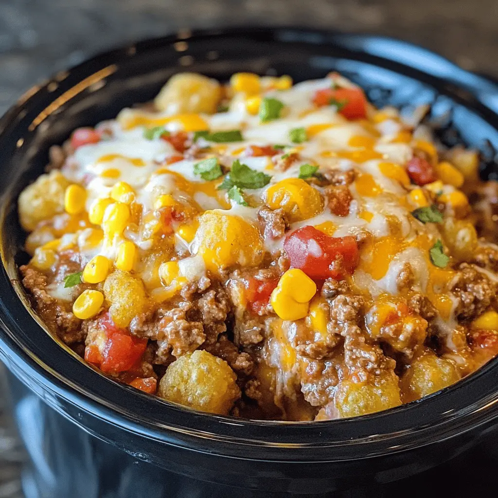 Warm up your weeknight dinners with this easy Crockpot Tex Mex Tater Tot Casserole! Packed with zesty flavors from seasoned beef, beans, and cheese, all topped with crispy tater tots, this dish is a family favorite. Perfect for busy evenings or gatherings, save this recipe to make mealtime a breeze!