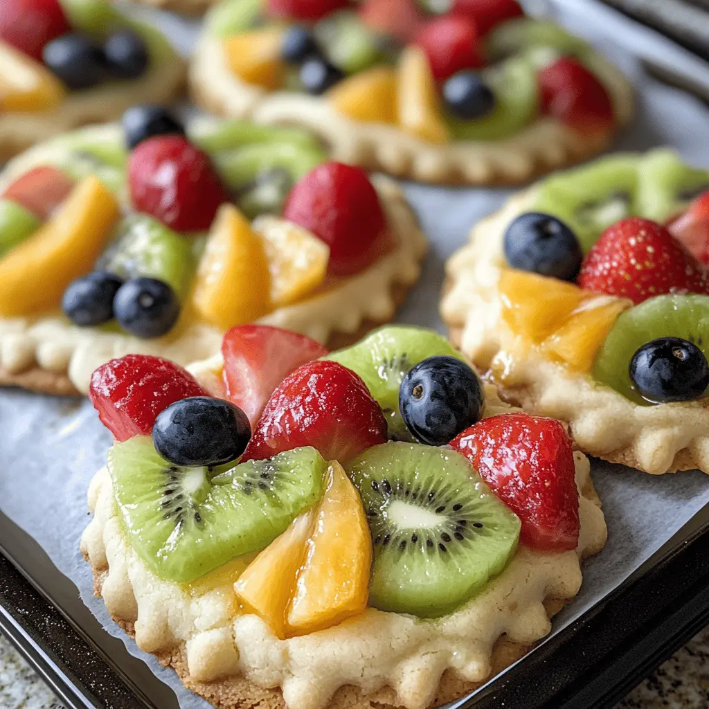 Looking for a fun and colorful treat? These Fruit Pizza Cookies are the perfect addition to your dessert table! Made with a soft cookie base and topped with cream cheese frosting, they are loaded with fresh fruits like strawberries, kiwi, and blueberries. Perfect for parties, potlucks, or just a sweet snack. Save this recipe to try it out for your next gathering!