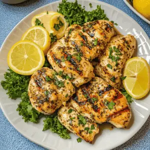 Juicy grilled chicken breasts burst with the bright flavors of lemon and garlic! This simple recipe is perfect for a weeknight dinner or a backyard BBQ. Enjoy tender chicken that's marinated to perfection, making it a family favorite. Save this recipe for delicious meals that everyone will love! Perfect for summer gatherings or easy meal prep.