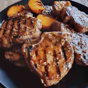 These Juicy Grilled Pork Chops with Spicy Peach Glaze combine savory and sweet flavors that will brighten your dinner table! The peach glaze adds a delicious kick that perfectly complements the tender pork. Ideal for summer cookouts or family gatherings, this dish will impress your guests. Save this recipe now to make it your go-to for any occasion!