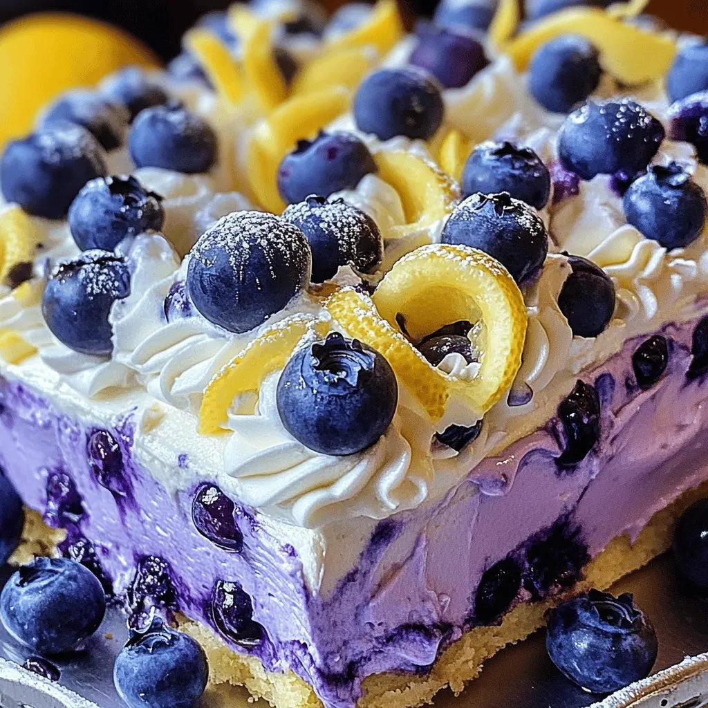 Brighten your day with this No-bake Lemon Dazzling Blueberry Cream Cake! Perfectly creamy with a refreshing lemon zing and topped with luscious blueberries, it's an effortless treat for any occasion. Ideal for gatherings or a sweet ending to a family dinner. Save this recipe now, and whip up a dessert that will impress everyone!