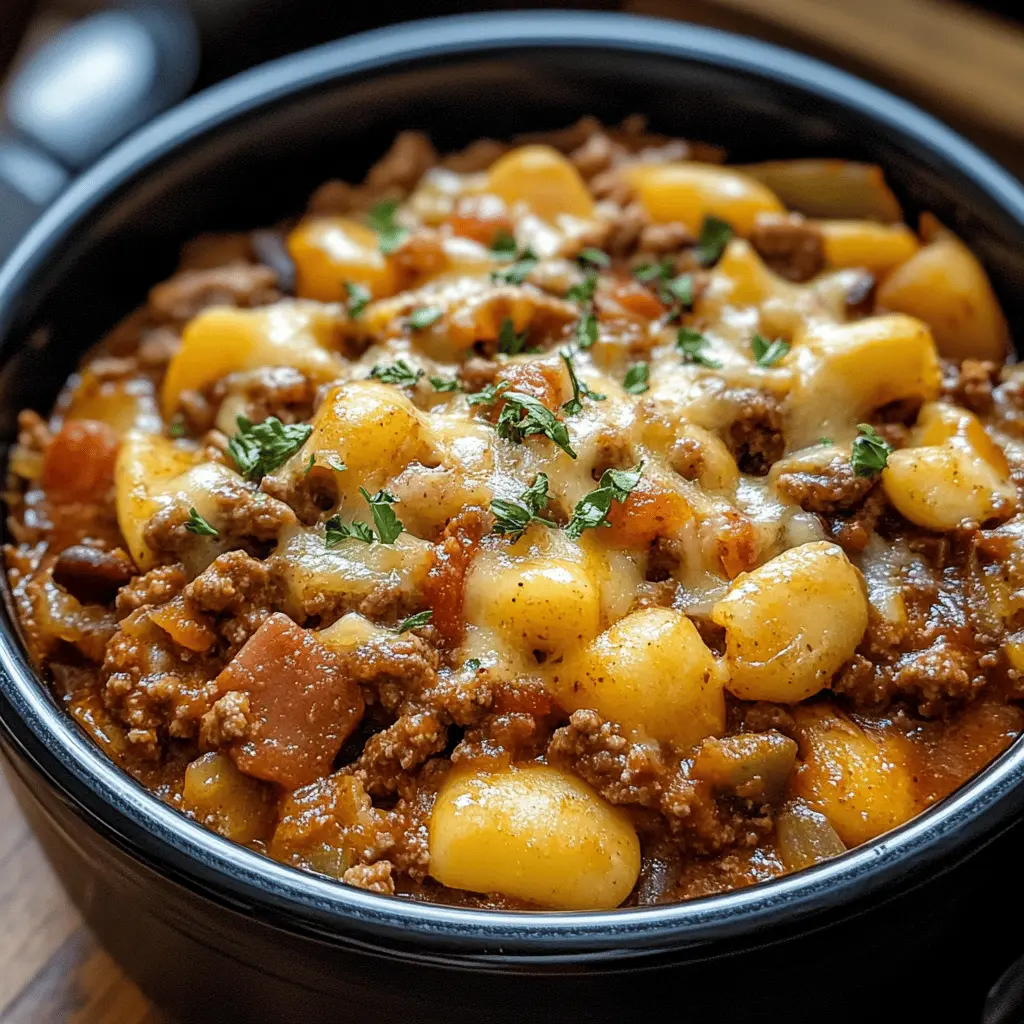 Warm up with this hearty Slow Cooker Cowboy Casserole, packed with ground beef, beans, and flavorful spices. Perfect for busy nights, this one-pot dish makes dinner so easy! It's comforting, filling, and sure to please the whole family. Save this recipe to impress your friends at your next gathering or cozy family dinner!