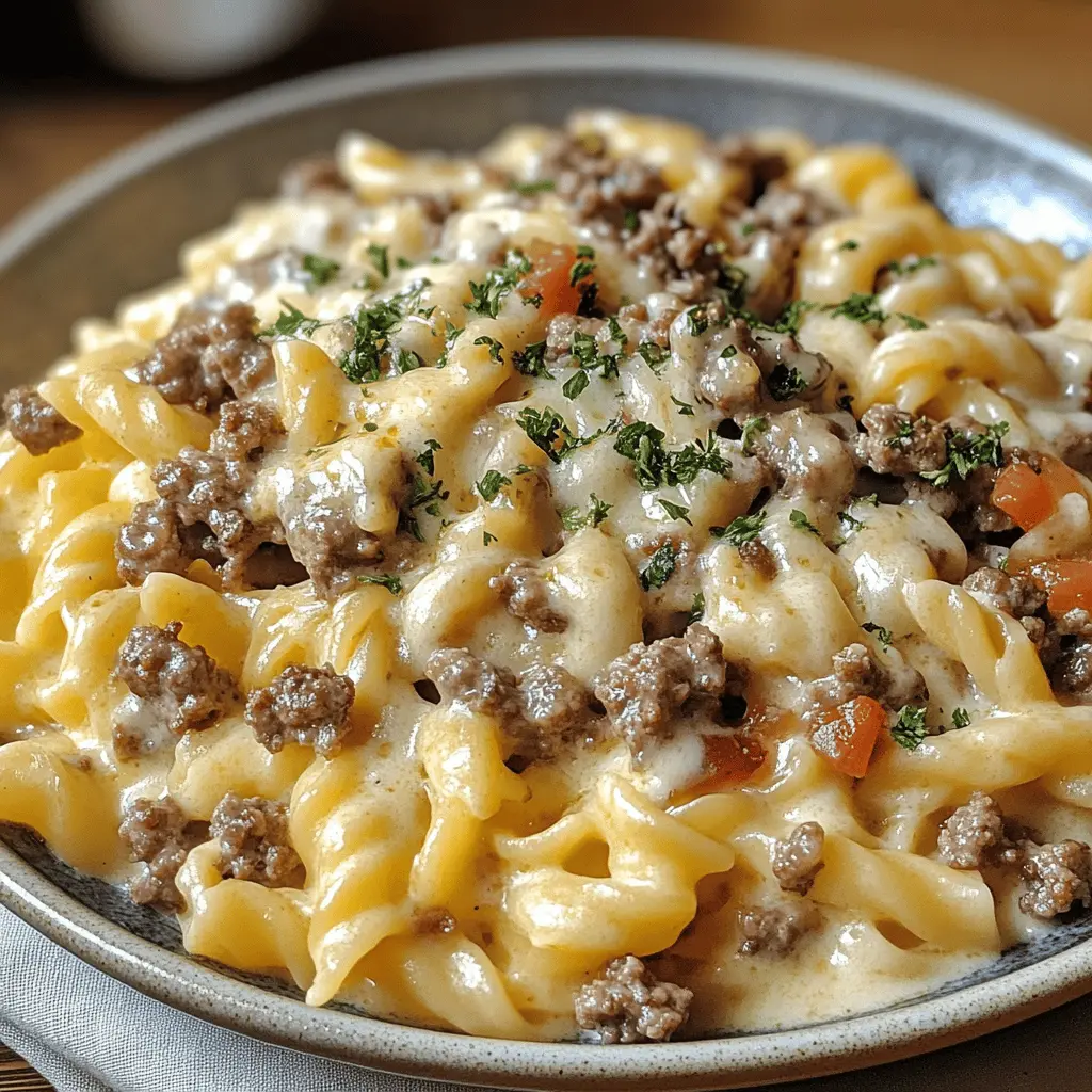 Loaded Cheeseburger Alfredo Pasta Recipe