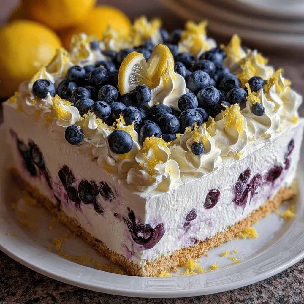 Easy No-Bake Lemon Blueberry Cream Cake