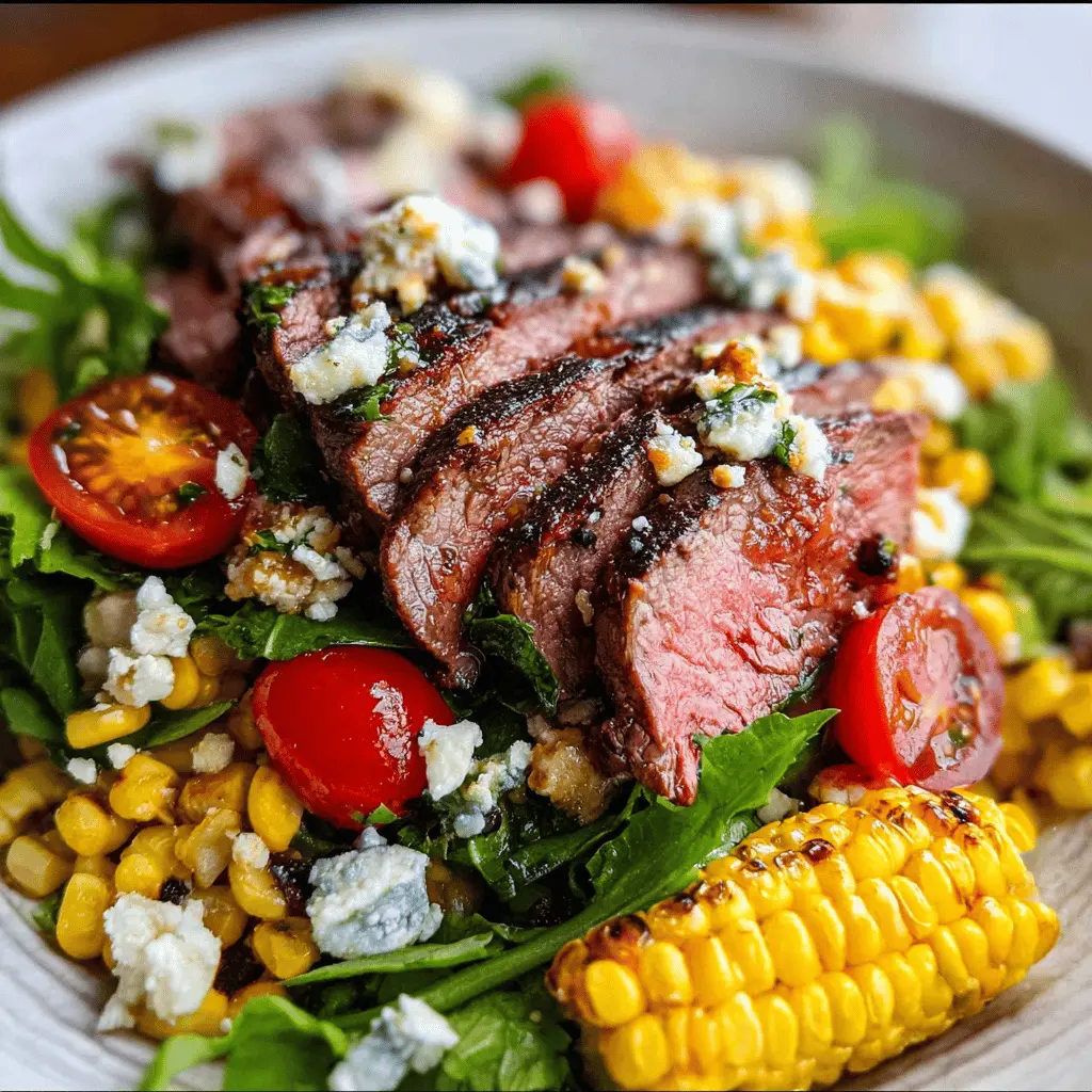 Balsamic Steak Salad with Gorgonzola and Grilled Corn