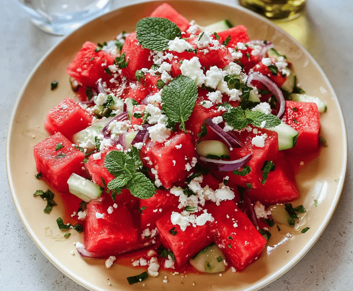Fresh Watermelon Feta Salad with Mint – Easy Summer Recipe
