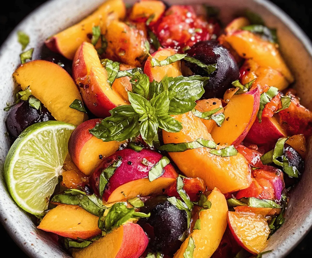 Easy Honey Lime Basil Peach Fruit Salad