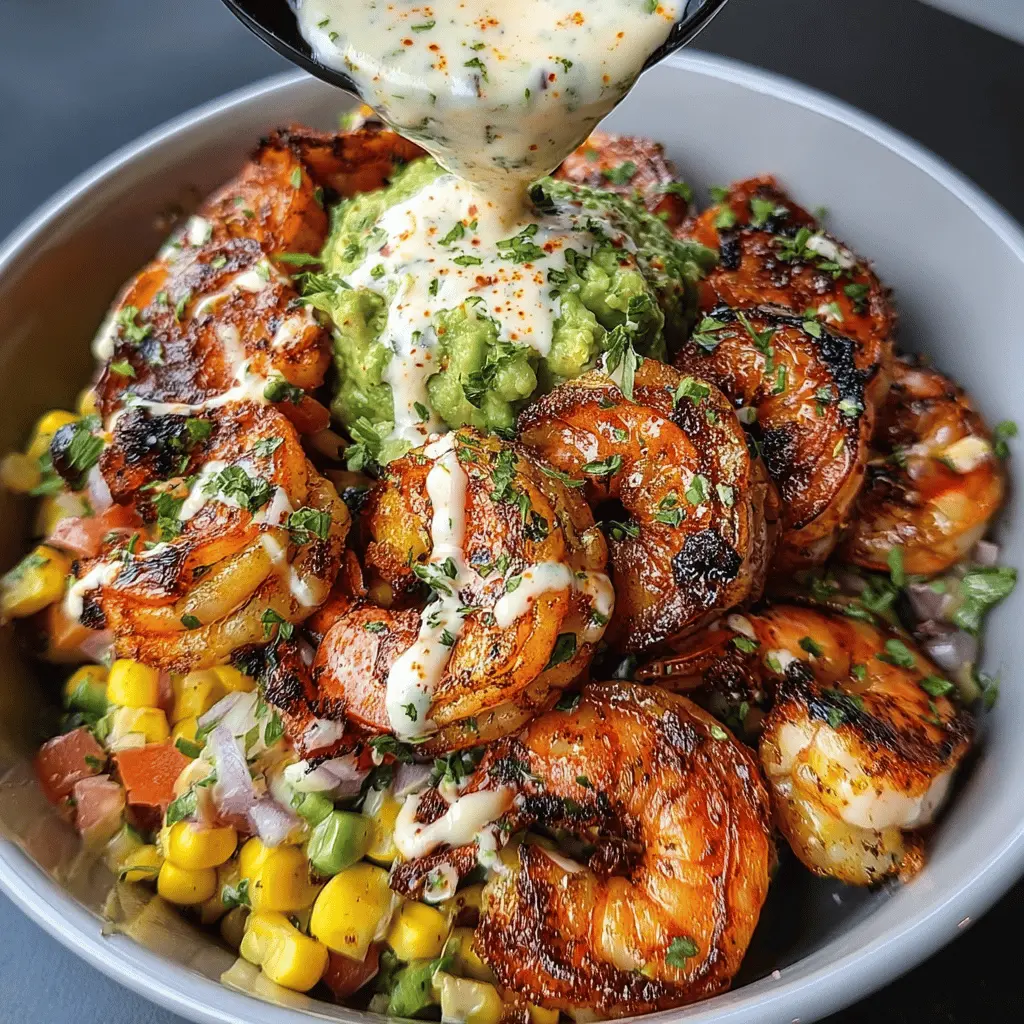 Healthy Grilled Shrimp Bowl with Avocado & Corn Salsa
