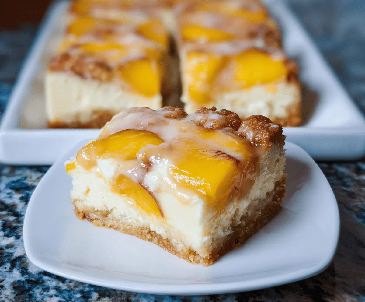 Easy Peaches and Cream Cheesecake Bars Recipe