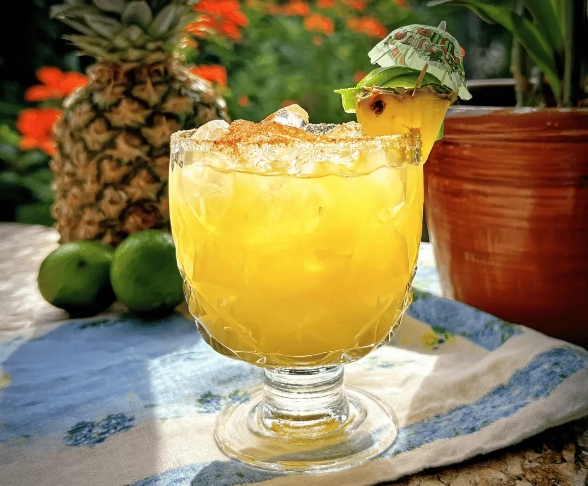 Tropical Hawaiian Margarita with Pineapple & Coconut
