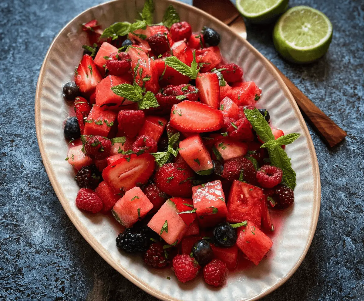 Refreshing Watermelon Berry Salad with Lime Dressing