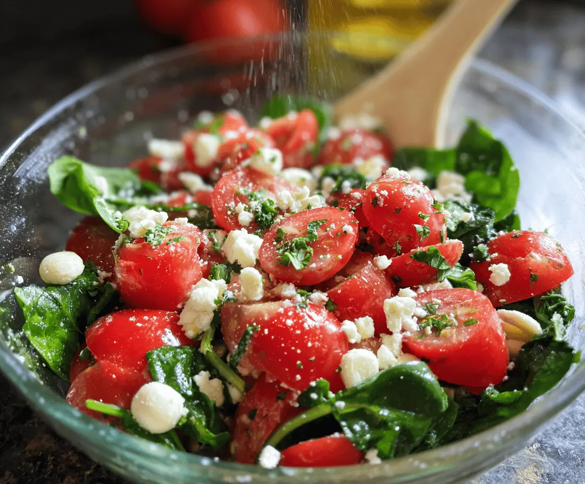 Fresh Spinach Tomato Salad with Creamy Feta