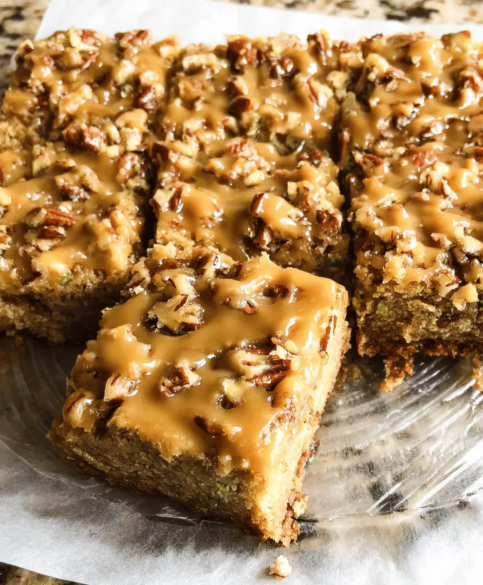 Caramel Frosted Zucchini Pecan Bars Recipe