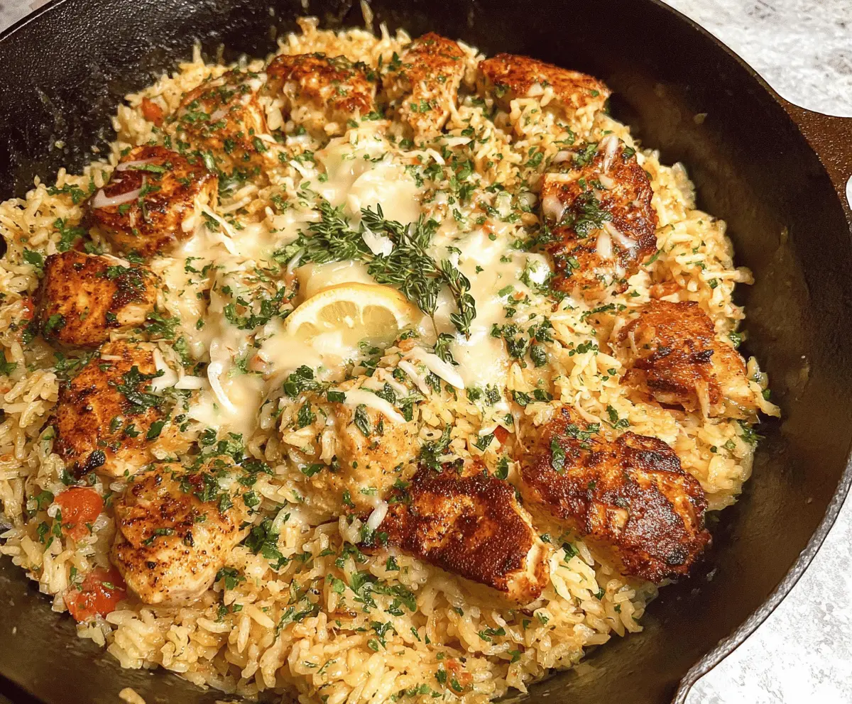 One-Pan Garlic Parmesan Chicken and Rice Dinner