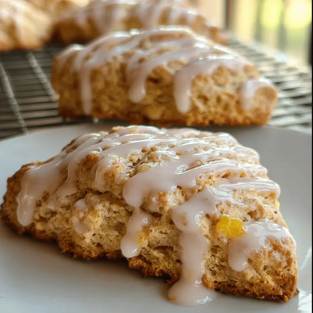 Easy Peach Pie Scones With Sweet Vanilla Glaze