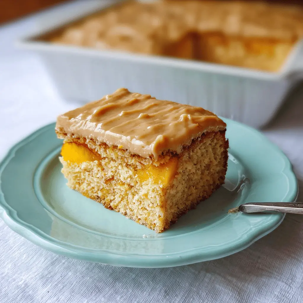 Moist Peach Cake With Sweet Brown Sugar Frosting