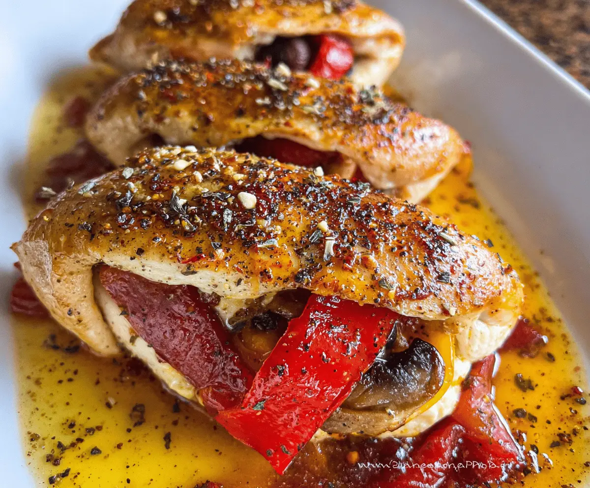 Easy Stuffed Chicken Breast with Roasted Peppers