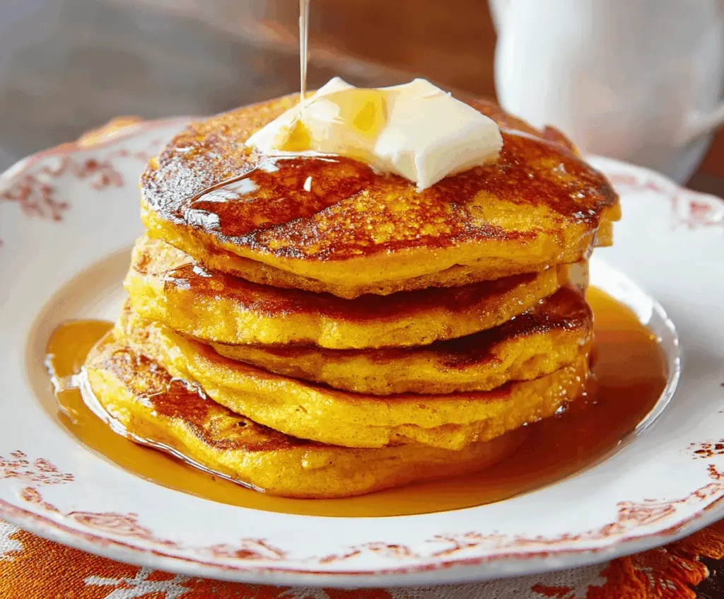 Delicious Pioneer Woman Pumpkin Pancakes topped with whipped cream and cinnamon, served on a plate with fresh orange slices for a perfect fall breakfast.