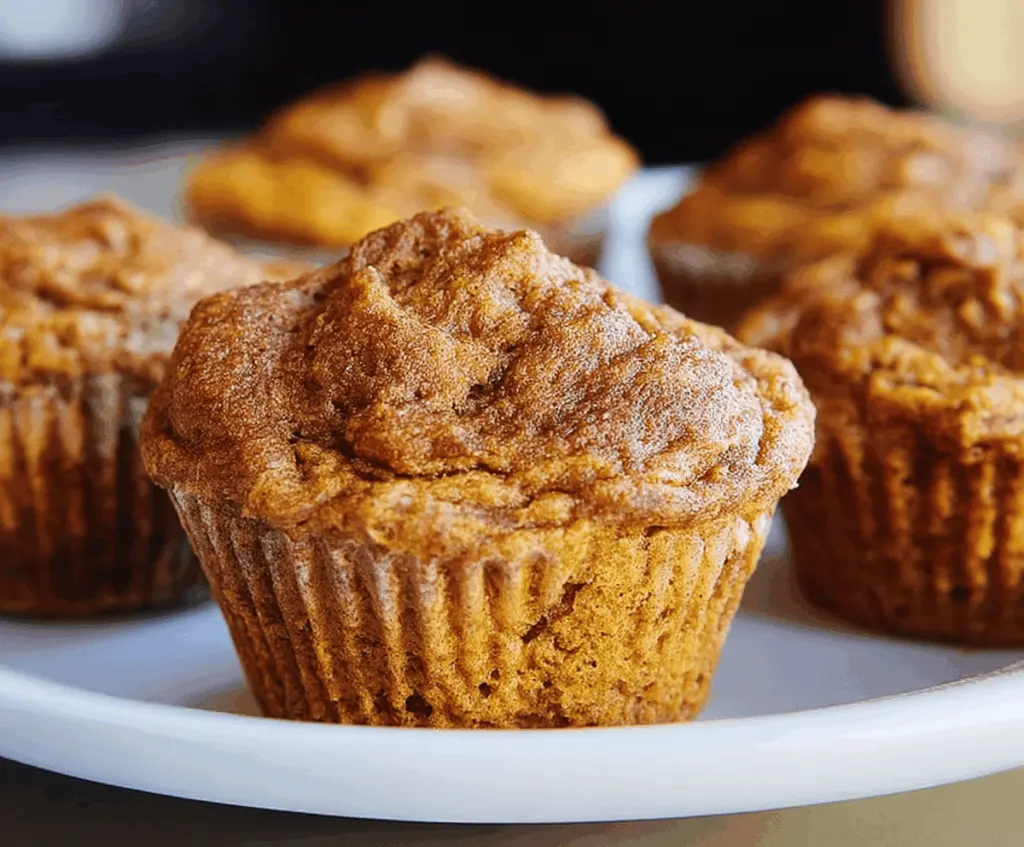 Delicious homemade pumpkin pancake muffins topped with whipped cream and cinnamon, perfect for breakfast or fall-themed brunch