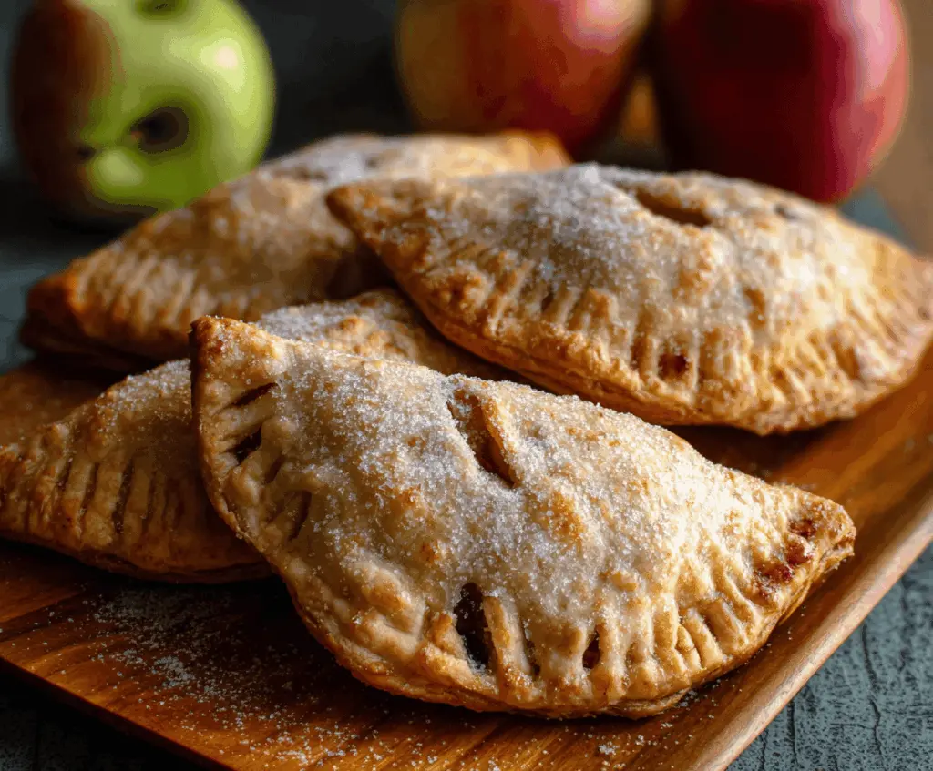 Delicious homemade apple hand pies with flaky golden crust and sweet apple filling, perfect for a cozy dessert or snack.