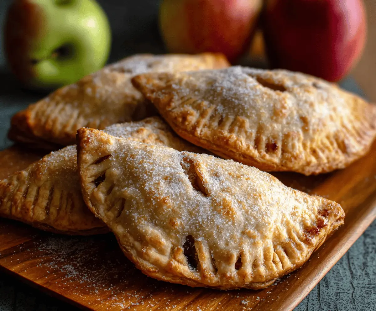 Delicious homemade apple hand pies with flaky golden crust and sweet apple filling, perfect for a cozy dessert or snack.