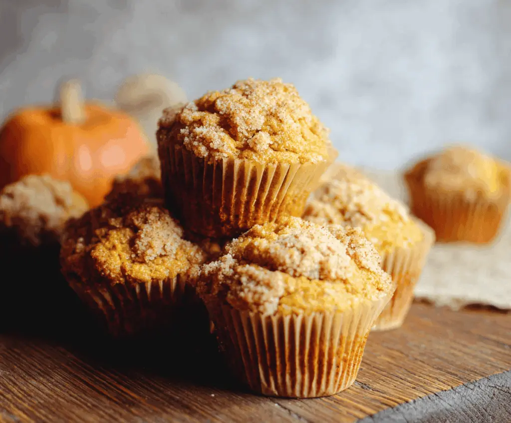Delicious homemade pumpkin sourdough muffins with a golden-brown crust, topped with a sprinkle of cinnamon, perfect for fall baking