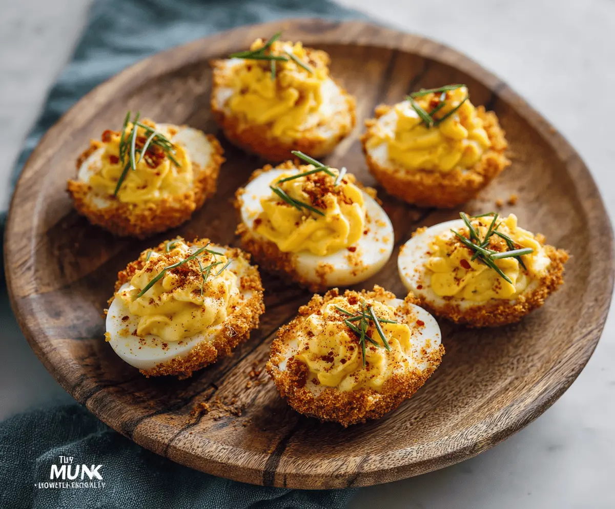 Delicious air fryer deviled eggs garnished with paprika on a white plate