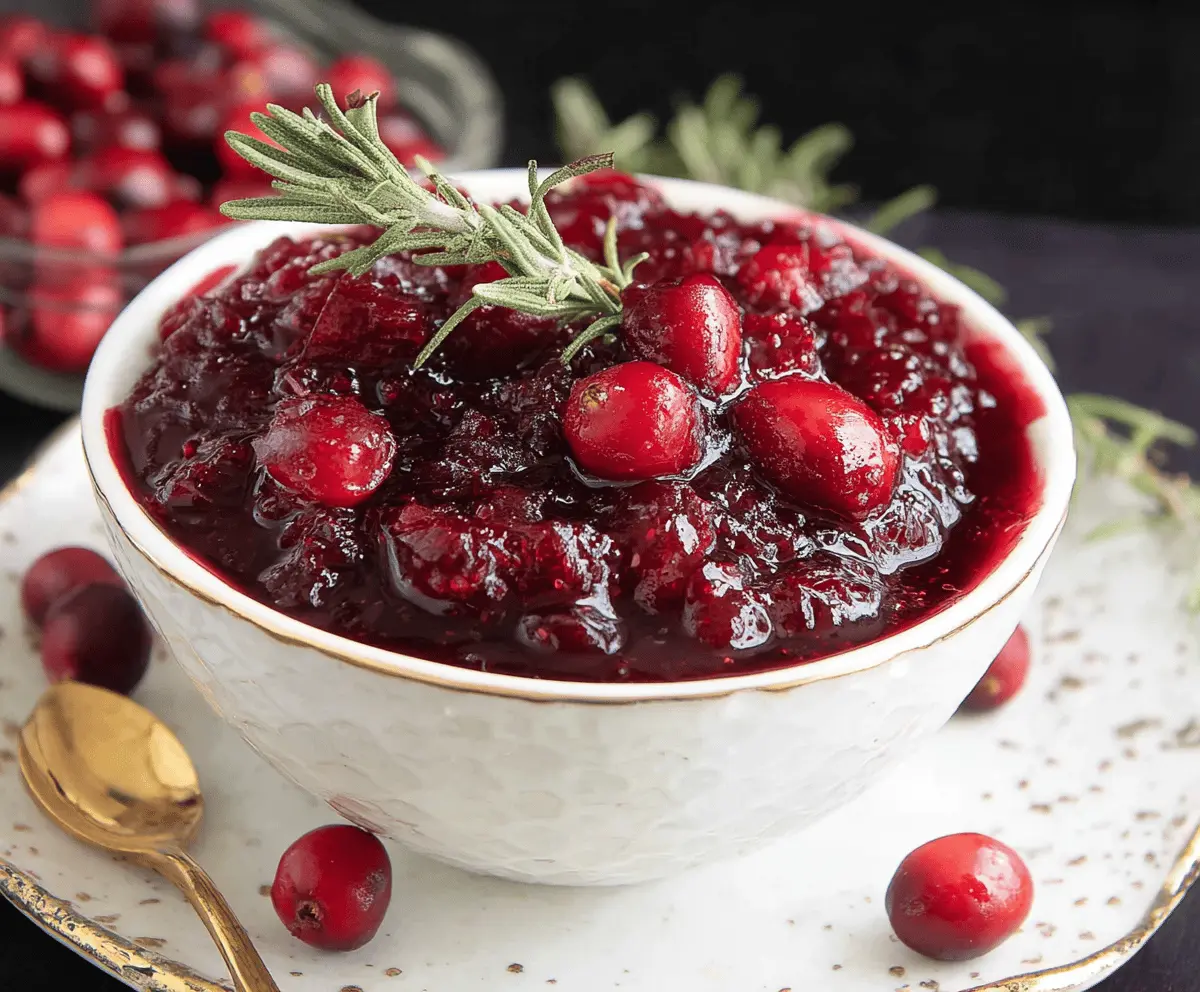 Delicious homemade brown sugar honey cranberry sauce served in a bowl, perfect for holiday dinners.