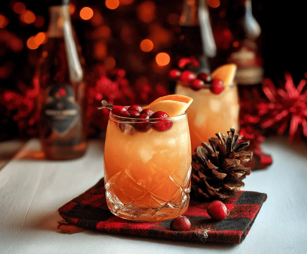 Festive Christmas bourbon cocktails garnished with cinnamon sticks and orange slices for holiday celebration.