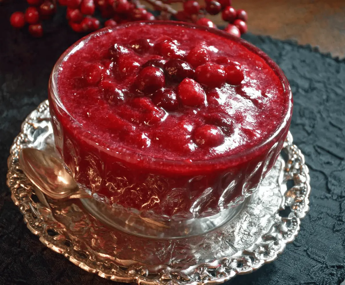 Sweet and tangy Cranberry Jezebel Sauce served in a glass bowl for holiday festivities.