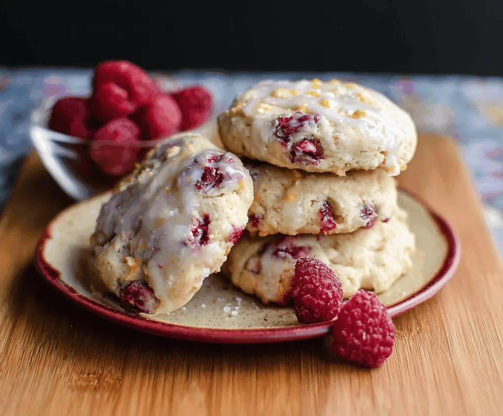 Delicious Greek Yogurt Raspberry Cookies, soft and chewy with fresh raspberries in each bite