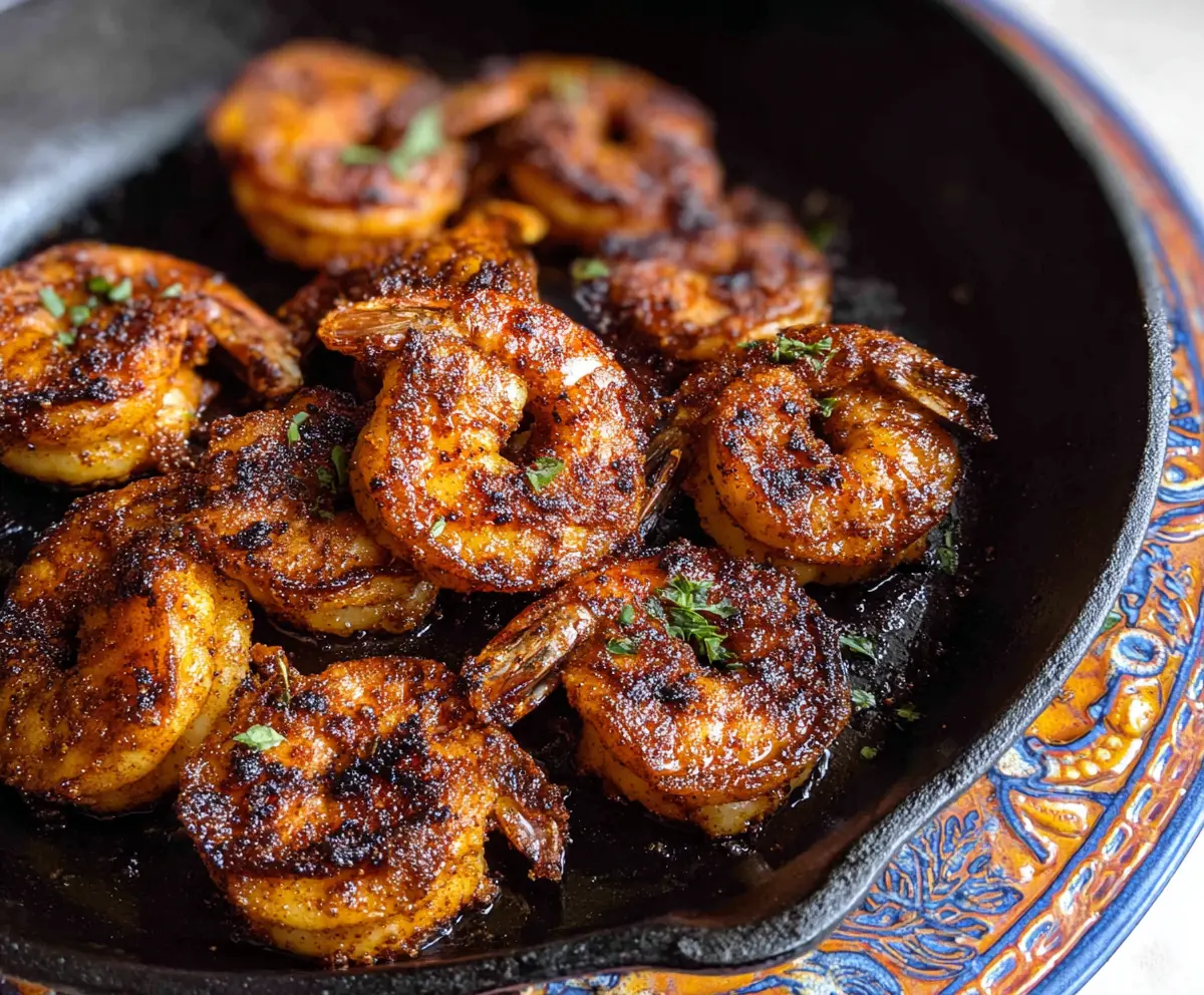 Savory Cajun Blackened Shrimp with Spices and Garnishes