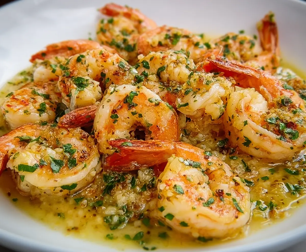 Delicious lobster and shrimp scampi served on a plate with lemon wedges and fresh herbs.
