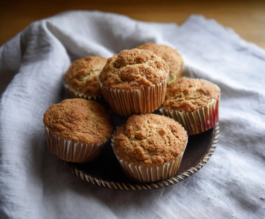 Delicious Apple Cinnamon Sourdough Muffins fresh out of the oven, showcasing a golden-brown crust and cinnamon swirl.