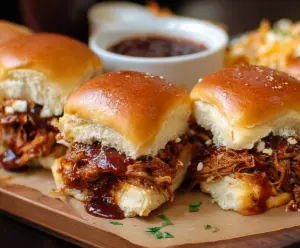 Delicious BBQ pulled pork sliders served on soft Hawaiian rolls, perfect for a tasty meal.