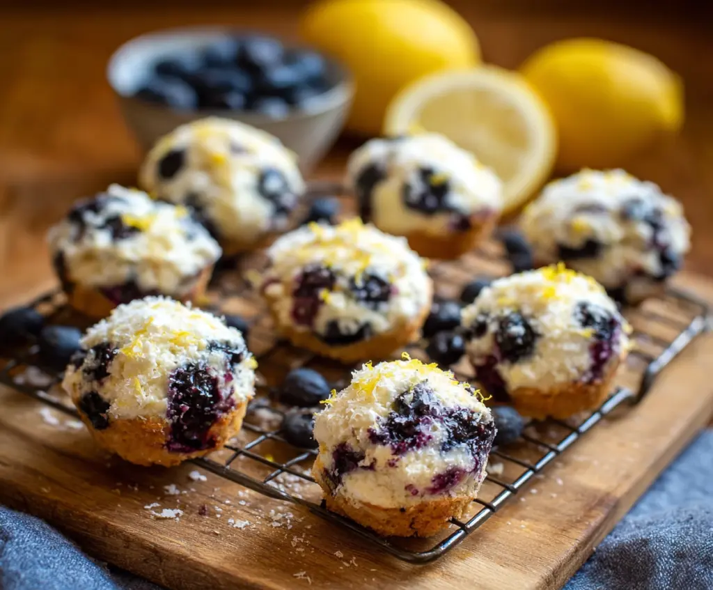 Delicious Blueberry and Lemon Zest Cottage Cheese Bites served on a white plate