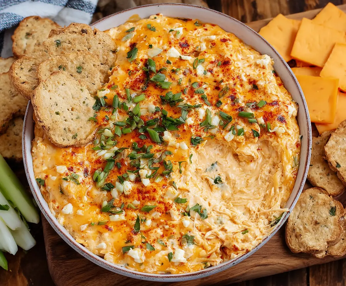 Delicious crock pot chicken dip with melted cheese and herbs, perfect for parties and snacks.