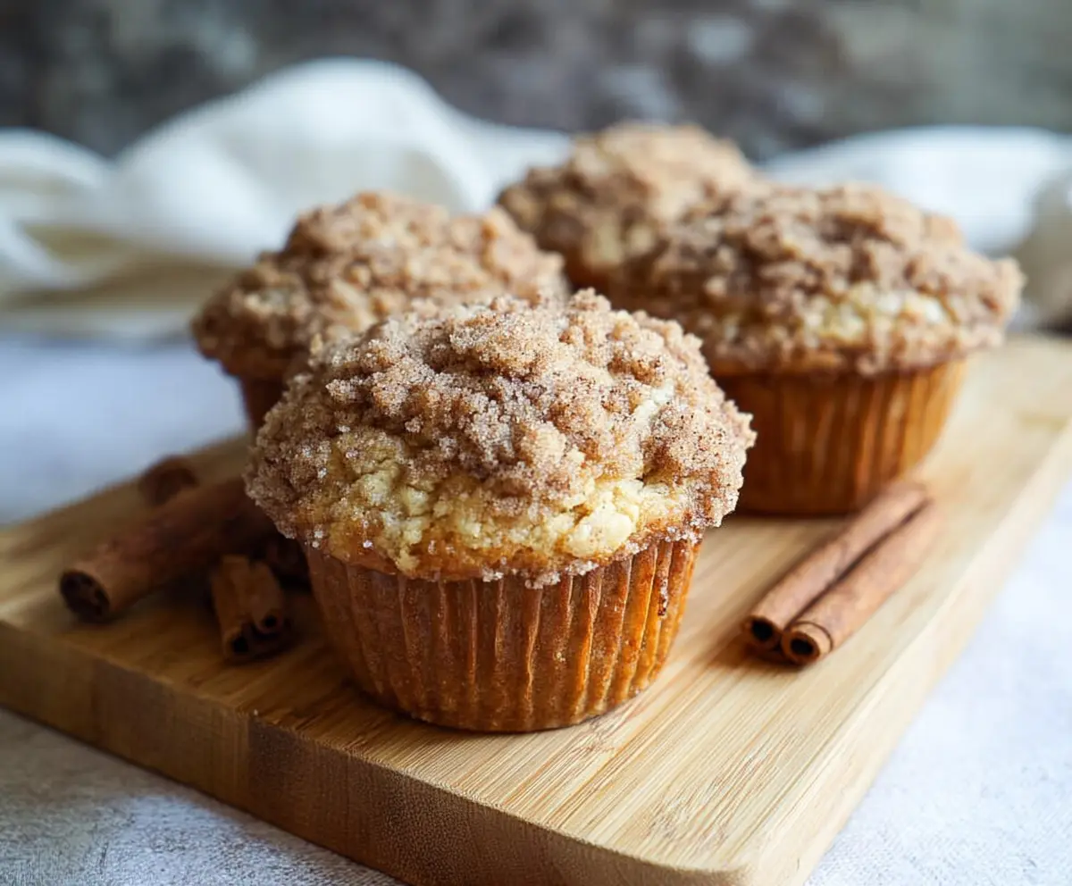 Delicious sourdough discard cinnamon streusel muffins fresh out of the oven