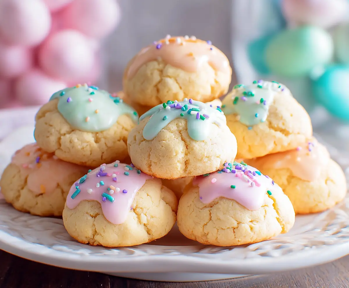 Italian Easter Cookies with colorful sprinkles and traditional festive decorations