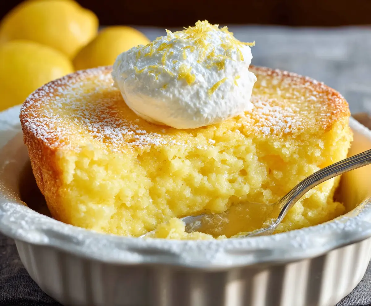Sweet Lemon Pudding Cake with a glossy lemon glaze and airy texture.