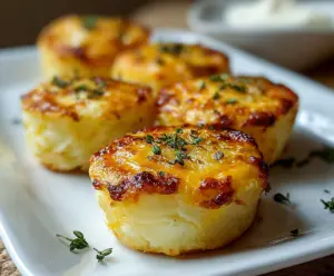 Delicious cheesy mashed potato puffs served hot, perfect for appetizers or snacks.