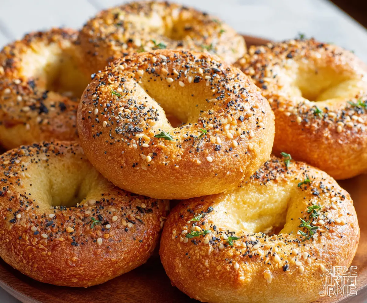 Keto bagels on a plate with cream cheese, perfect low-carb breakfast option.