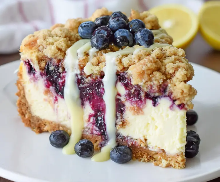 Lemon Blueberry Crumble Cheesecake