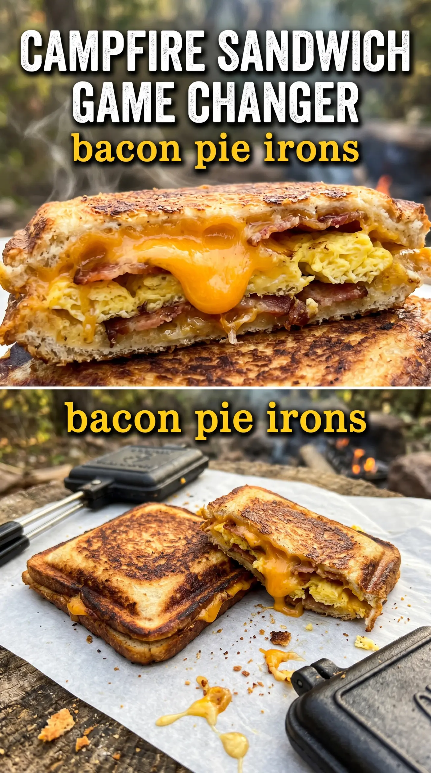 Bacon Pie Irons crispy bacon egg cheese