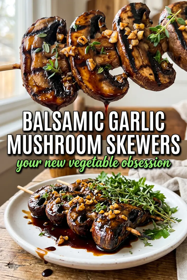 Balsamic Garlic Grilled Mushroom Skewers